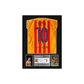 Three For FC Barcelona Jersey Icons Certificate Framed Outer Frame Approximately 65x85cm Unisex