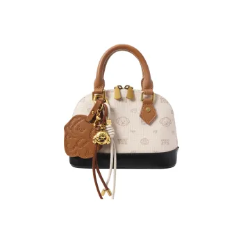 PAYOT Microfiber Synthetic Leather Handbag Regular Women's Monogram White/Monogram Coffee