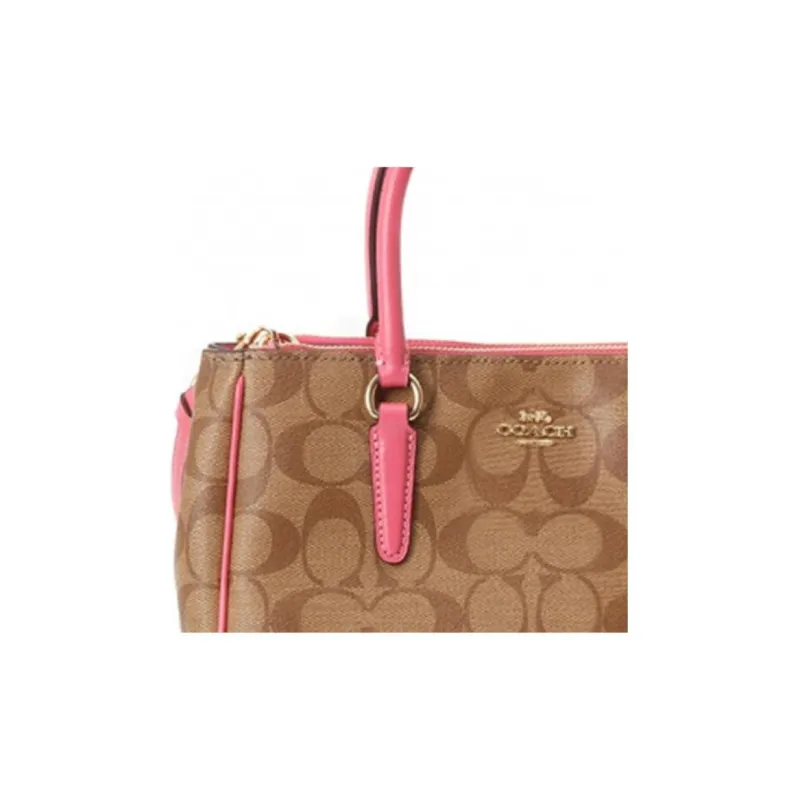 COACH Surrey PVC Handbag Briefcase Shoulder Bag Crossbody Bag Women's Coffee Monogram/Pink-4