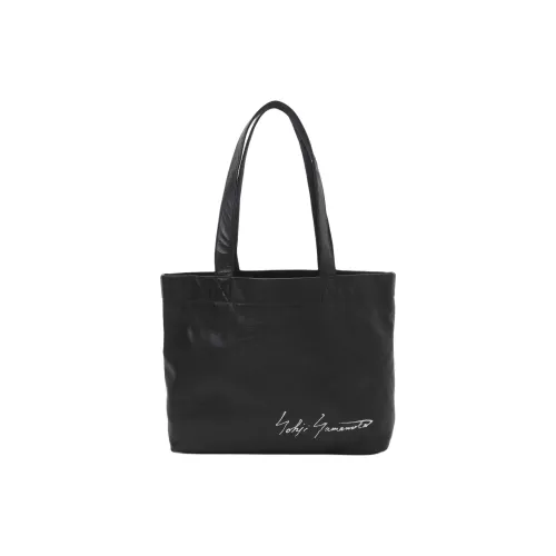 Yohji Yamamoto Cow Leather Tote Bag Shopping Bag Handbag Shoulder Bag Medium Size Women's Black