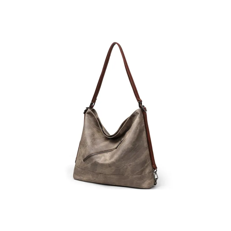 COMELY Synthetic Leather One Shoulder Crossbody Tote Medium Size Women's Khaki-3