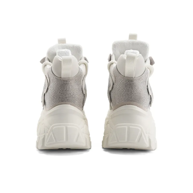 TOM TAILOR Phantom White Stylish Platform Shoes Mid Top Chunky Sneakers Women's-34