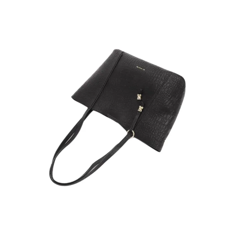 RED DRAGONFLY Polyurethane Tote Bag, Shopping Bag, Shoulder Bag Tubas Women's Black/Brown-4