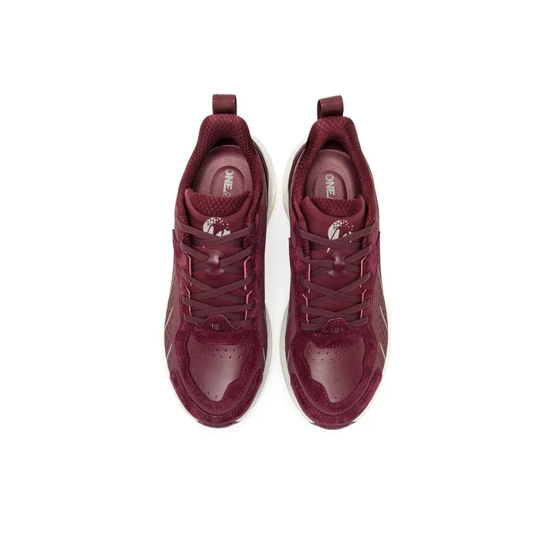 ONEMIX Cushioned Slip Resistant Breathable Low Top Running Shoes Unisex Burgundy-2
