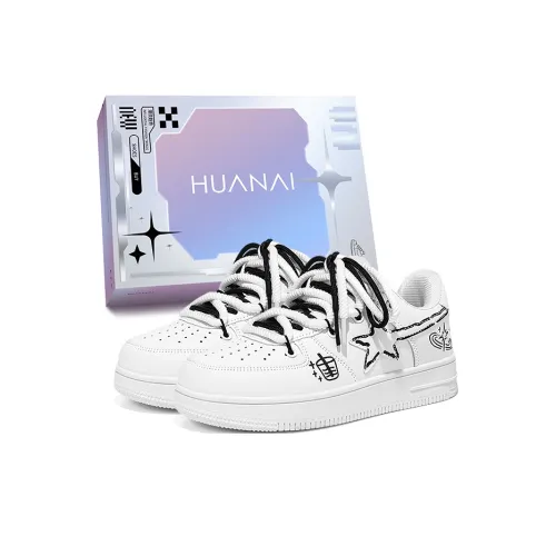 HUANAI Wear resistant And Lightweight Low Top Skateboard Shoes Unisex White Black