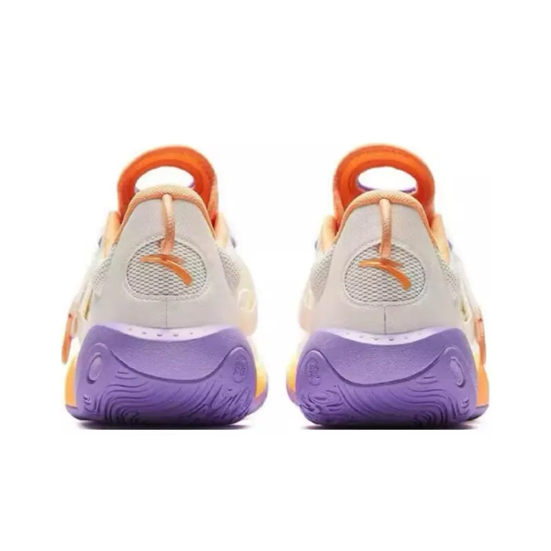 Anta Splash 6LITE Cushioned Slip Resistant Basketball Shoes Men's Ivory White Cloud Brocade Orange-3