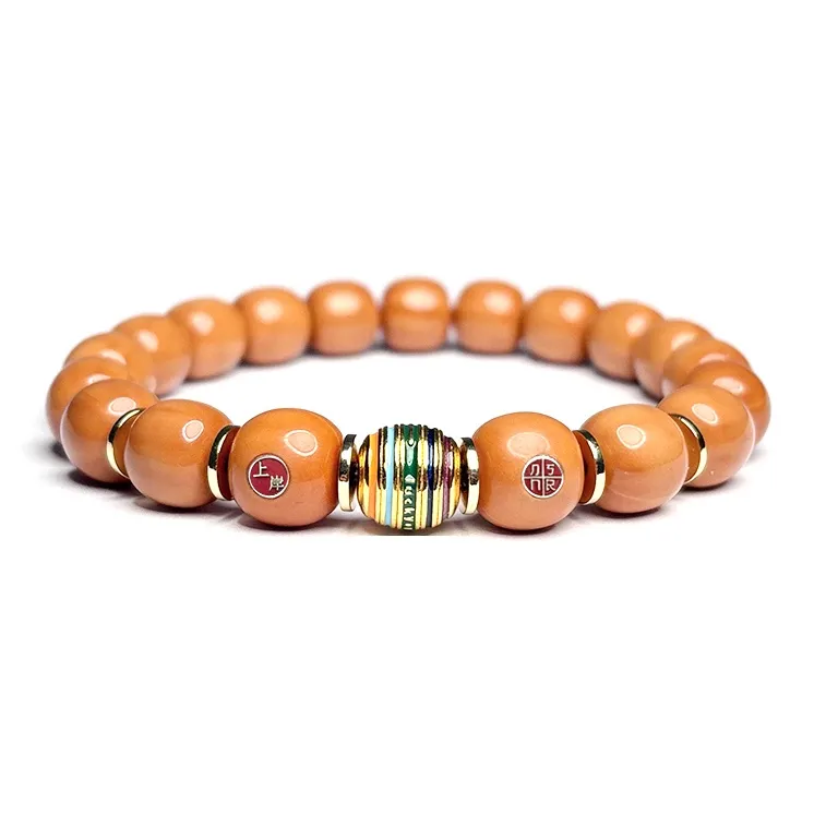 MOUNTAINS AND MANS Monkey Head Walnut New Chinese Style Good Luck Beaded Bracelet Unisex-4