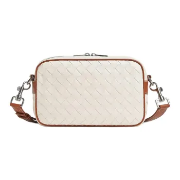 Bottega Veneta Calfskin Shoulder Bag Small Size Women's White & Light Wood Color