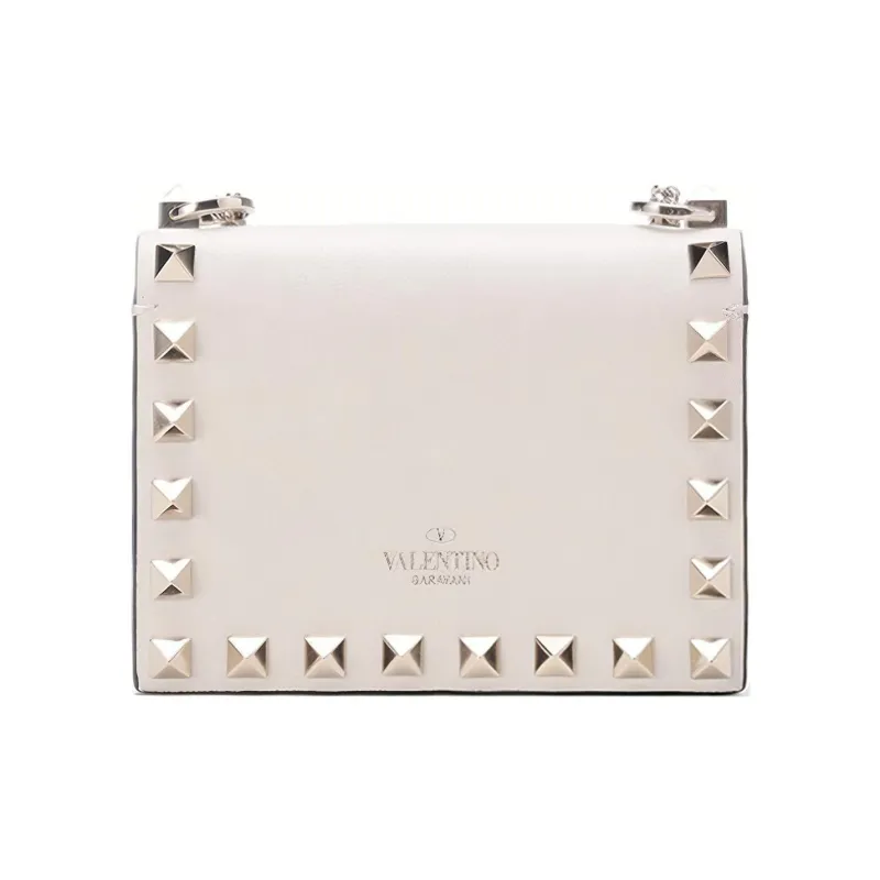 Valentino Leather Portable Crossbody Bag Shoulder Bag Women's Ecru-3