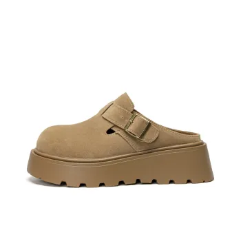 EXULL Q Quiet Odor Resistant Abrasion Resistant Slip Resistant Wrap toe Slippers Women's Khaki