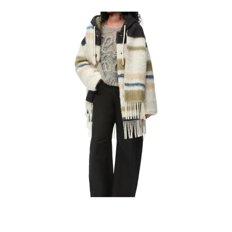 LOEWE SS25 Coats Women's Black White-1