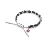 Wealth Path Black Leather Cord Bracelet Unisex R3LBSB00554