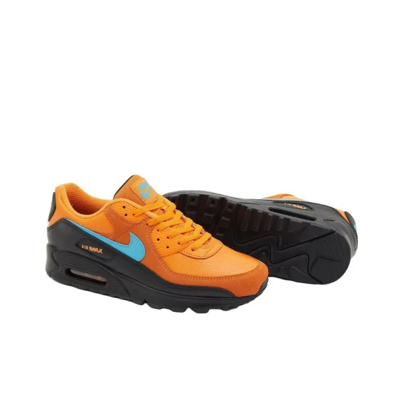 Nike Air Max 90 Anti Slip Wear Resistant Low Top Casual Running Shoes Unisex Orange Black-3