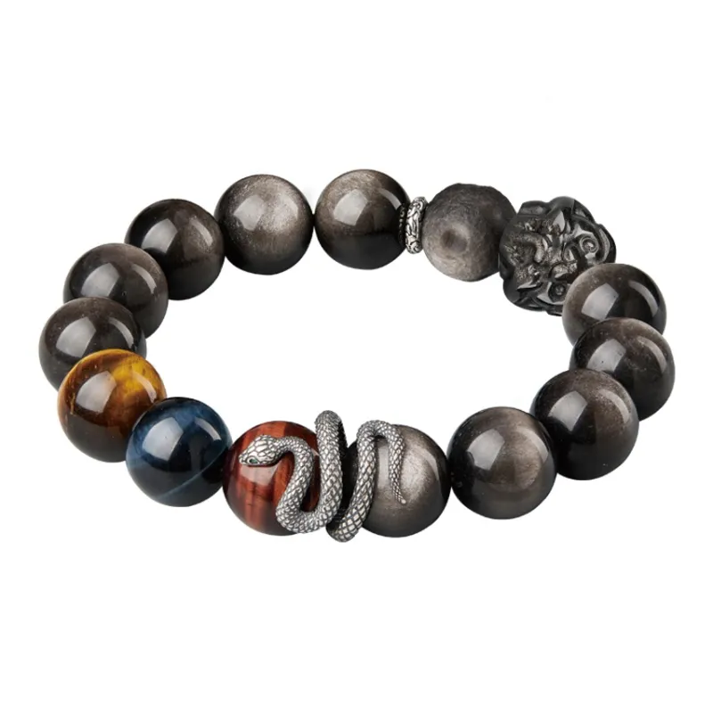 Moonstone Edge Obsidian Bracelets Unisex-15