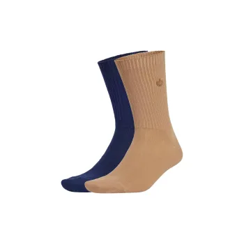 Adidas Mid Calf Socks Unisex 2 Pack Cardboard Yellow/Dark Indigo