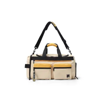 NOXXON Nylon Gym Bag Large Size Unisex Obsidian Black/Khaki