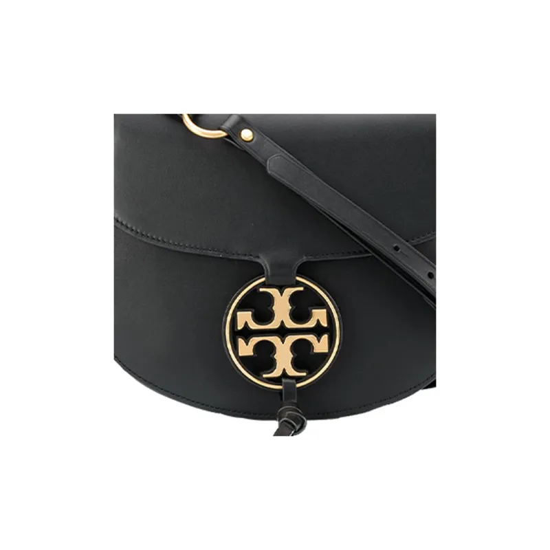 TORY BURCH Miller Leather Saddle Bag, Shoulder Bag, Crossbody Bag Women's Black-3