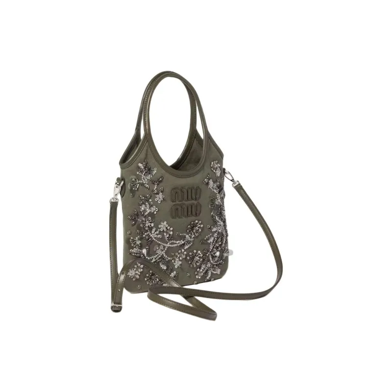 MIU MIU Ivy Fabric Shoulder Bag, Crossbody Bag, Handbag Regular Women's Olive Green-1