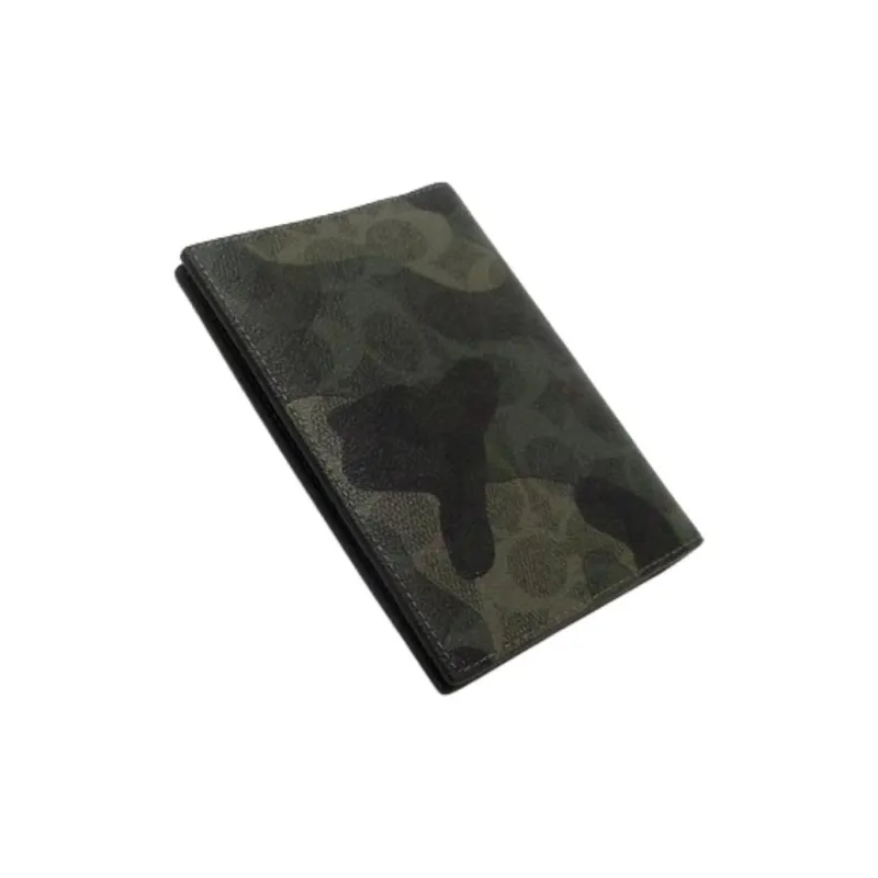 COACH Coated Canvas Passport Holder Mini Unisex Dark Color Trefoil Multicolor-1