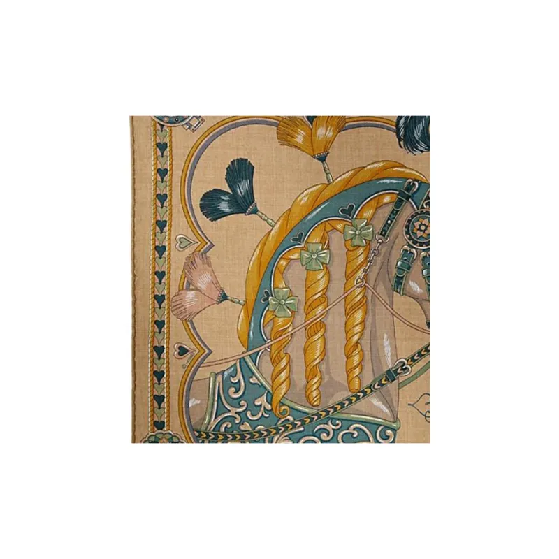 HERMES Silk Knit Scarves Women's Caramel-1