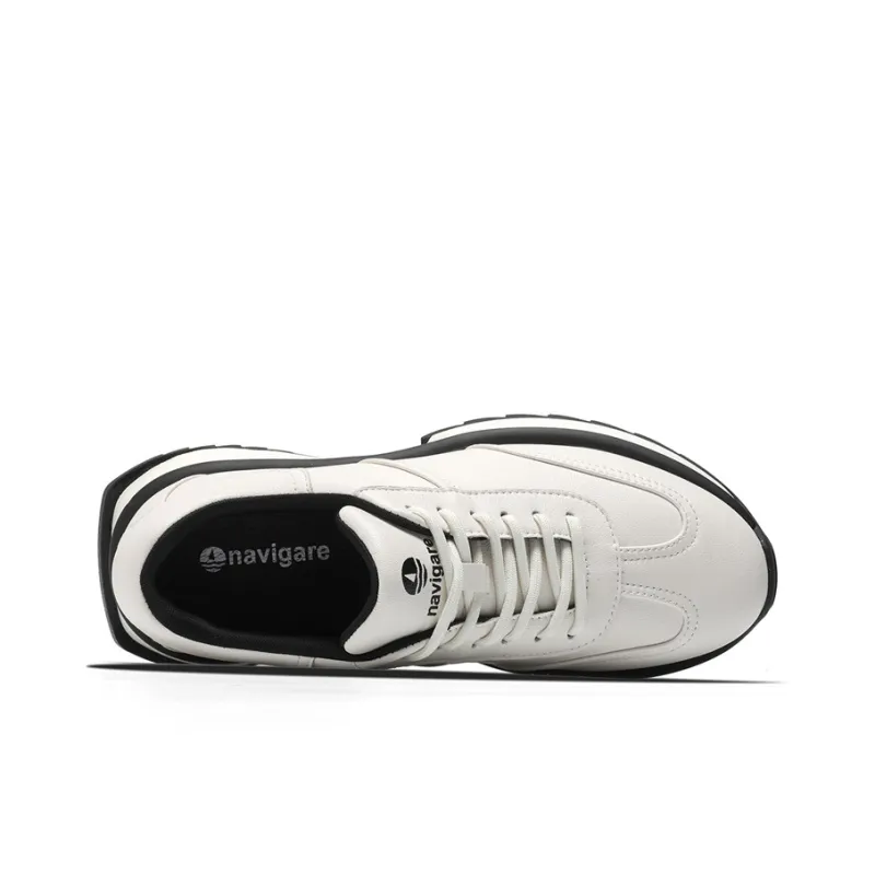 NAVIGARE Small Sailboat Height Increasing Low Top Casual Shoes Men's White-2
