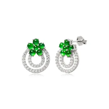 YUANYUXIANG Ice Type Jadeite Stud Earrings Women's