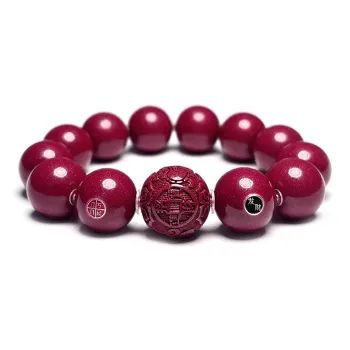 MOUNTAINS AND MANS Cinnabar New Chinese Style Good Luck Beaded Bracelet Men's