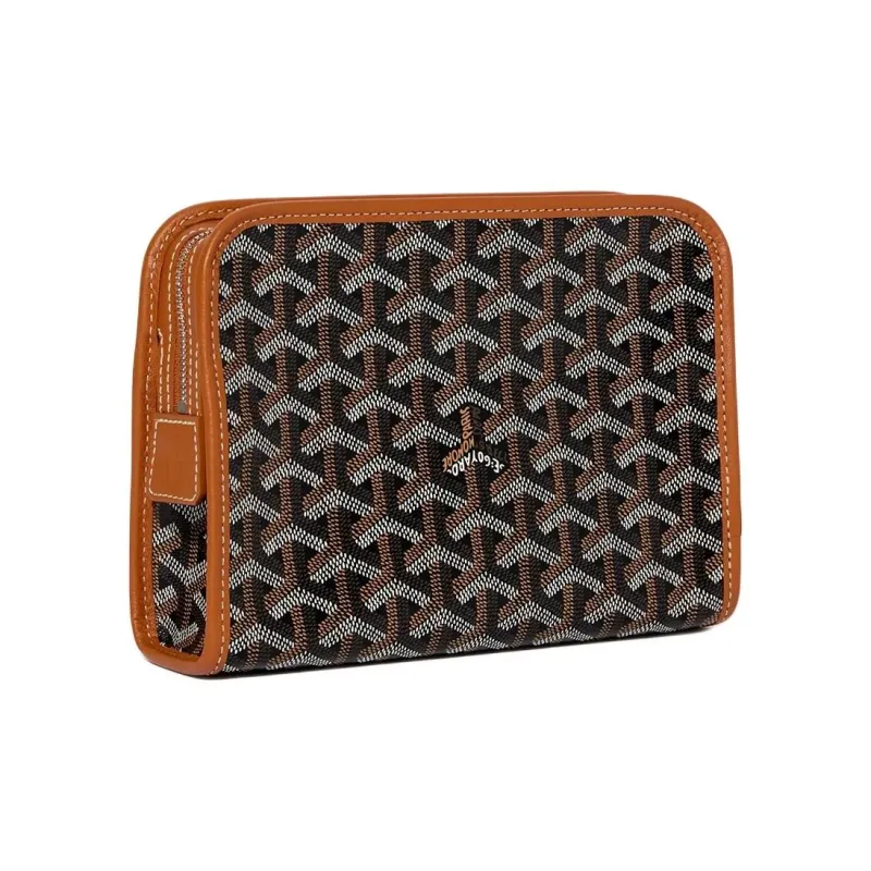 GOYARD JOUVENCE Calfskin Toiletry Bag Small Size Unisex Black & Brown-1