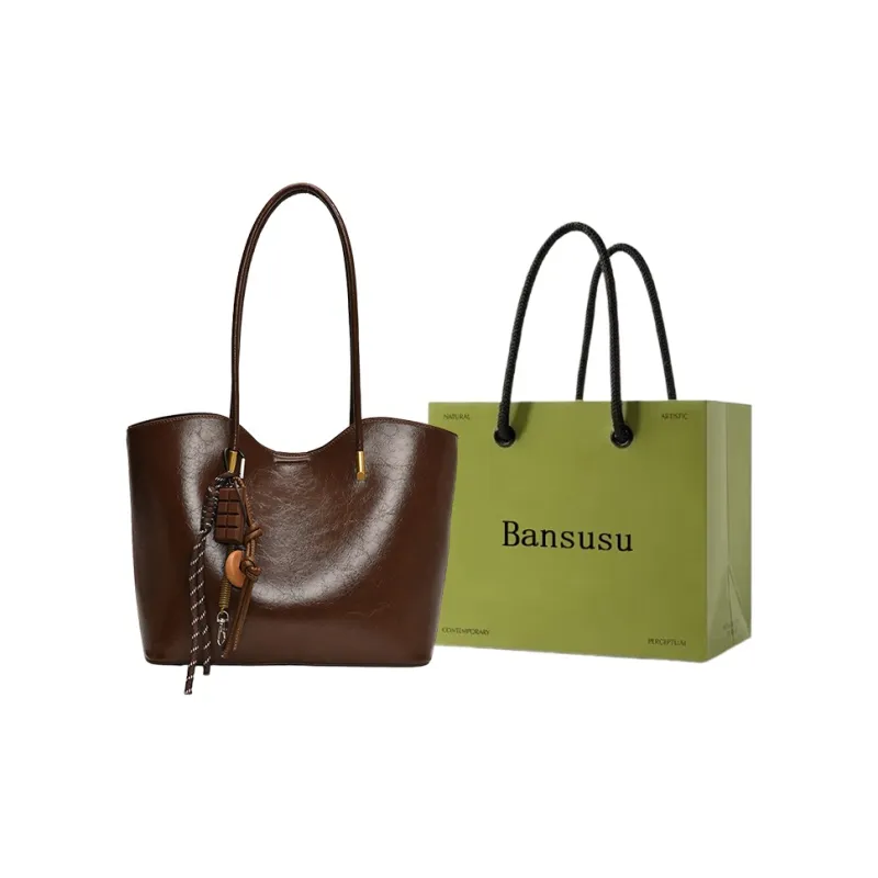 Bansusu PU Tote Bag Shopping Bag Shoulder Bags Women's Black/Red/Brown/Coffee-4