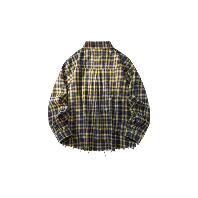 FASTFISH Shirt Unisex Yellow Small Plaid-1