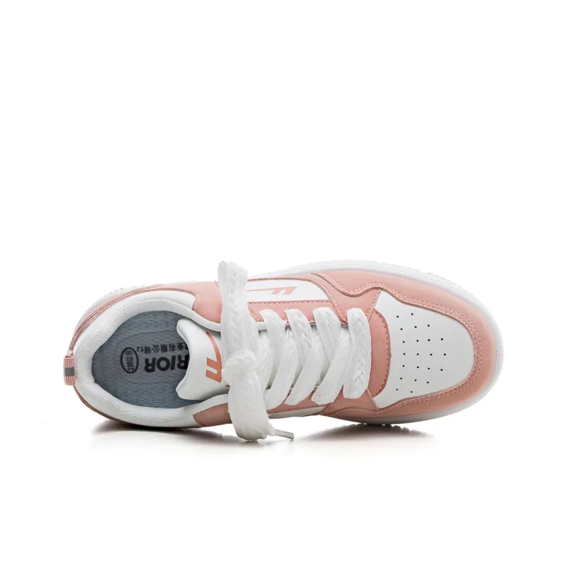 Warrior Durable Lightweight And Breathable Low-Top Skateboard Shoes Women's Rust Red And White-3