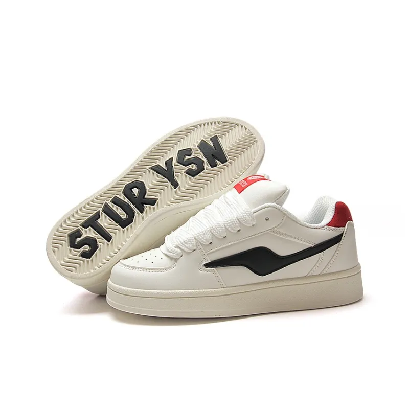 STUR YSN Wear resistant And Lightweight Low Top Skateboard Shoes Women's White Beige Red-6