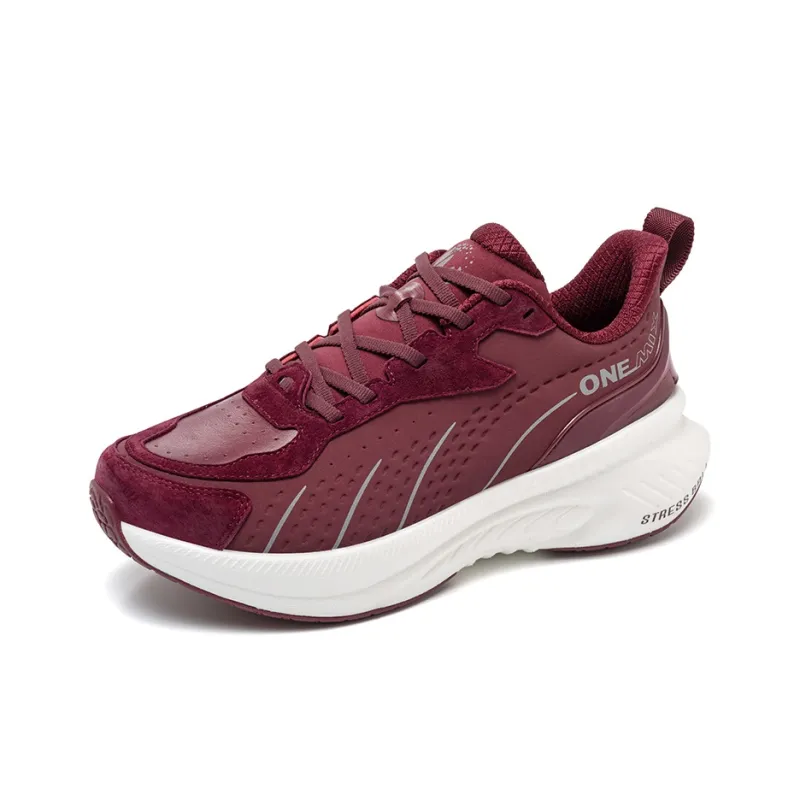ONEMIX Cushioned Slip Resistant Breathable Low Top Running Shoes Unisex Burgundy-1