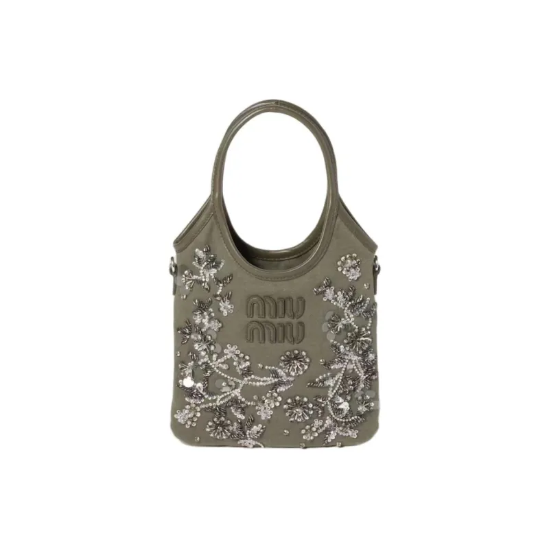 MIU MIU Ivy Fabric Shoulder Bag, Crossbody Bag, Handbag Regular Women's Olive Green-0