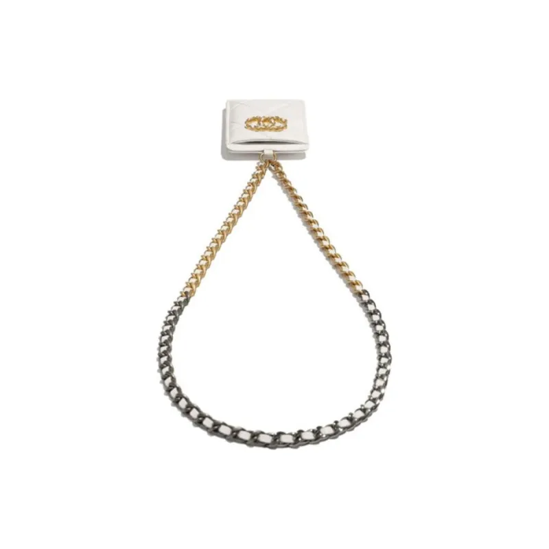 CHANEL 19Bag Lambskin Card Holder Women's White-3