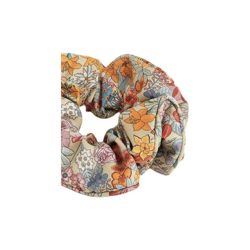 HERMES Twill Silk Hair Ties Women's Beige-1