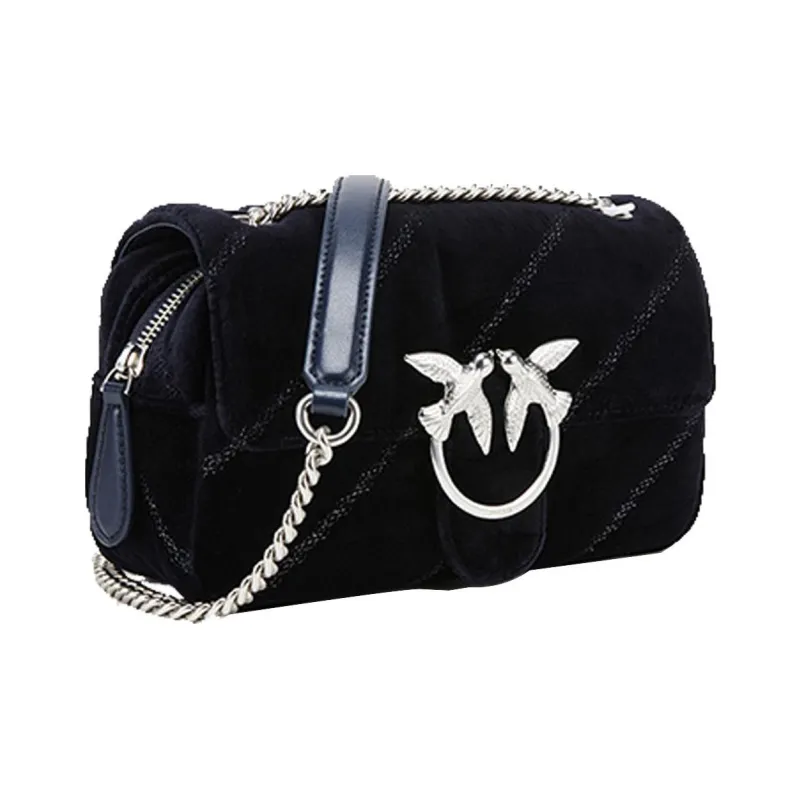 PINKO SIMPLY Velvet Flying Bird Bag Swan Bag Shoulder Bag Crossbody Bag Mini Women's Black-1