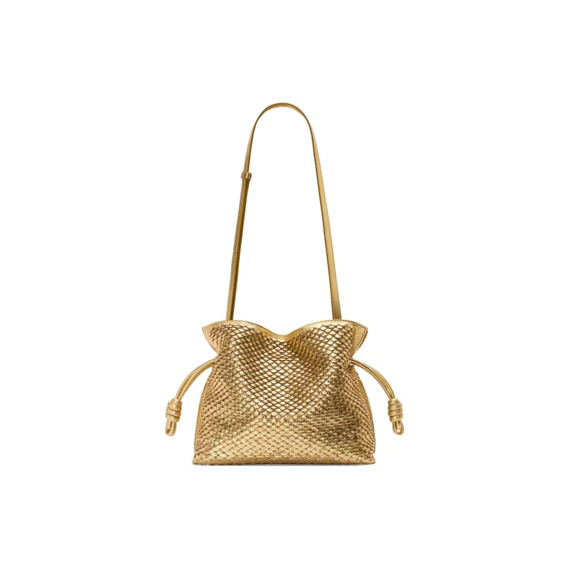 LOEWE Flamenco Lambskin Handheld Shoulder Bag Medium Size Women's Gold-3