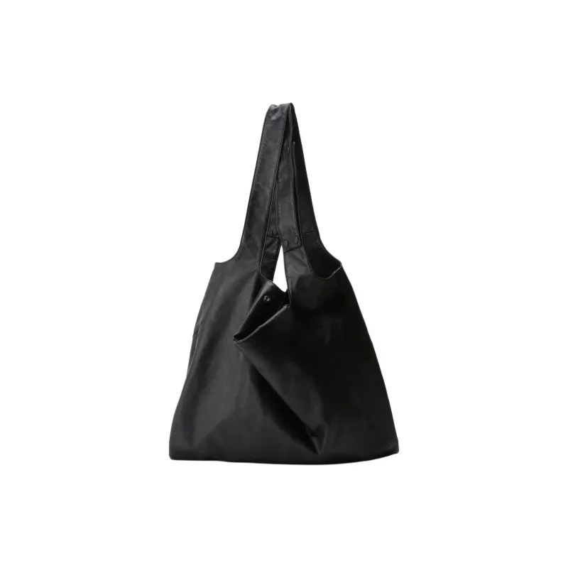 Yohji Yamamoto Cow Leather Shoulder Bag Unisex Black-3