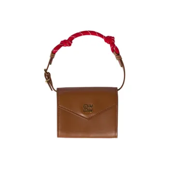 MIU MIU Leather Portable Wallet Women's Cognac