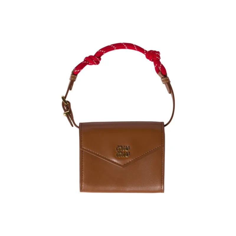 MIU MIU Leather Portable Wallet Women's Cognac-0