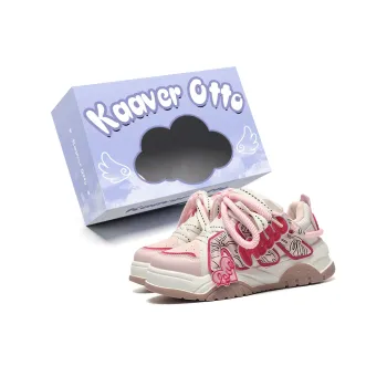KAAVER OTTO Cushioning Wear Resistant Support Height Increasing Low Top Skateboard Shoes Women's Pink