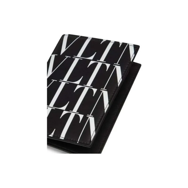 Valentino VLTN Leather Leather Wallet Card Holder Passport Holder Small Size Unisex Black-9