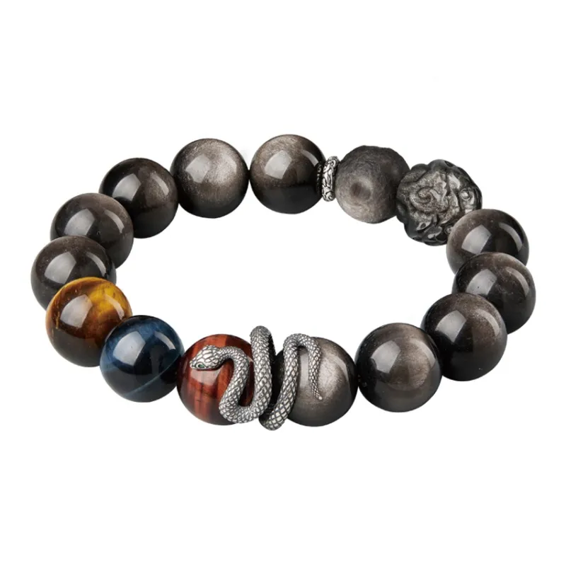 Moonstone Edge Obsidian Bracelets Unisex-2