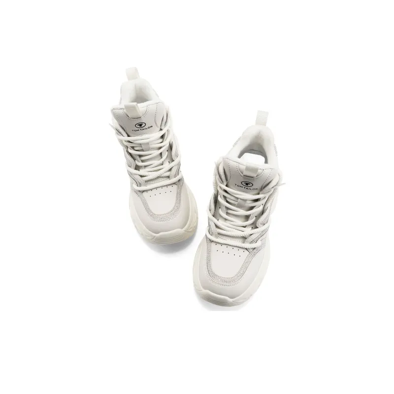 TOM TAILOR Phantom White Stylish Platform Shoes Mid Top Chunky Sneakers Women's-33