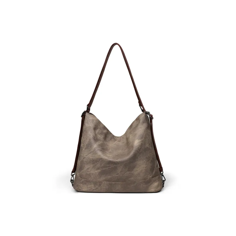 COMELY Synthetic Leather One Shoulder Crossbody Tote Medium Size Women's Khaki-2
