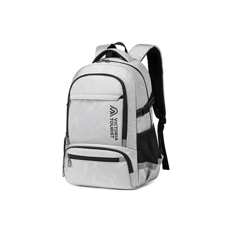 Victorian Traveler Fabric Double Shoulder Backpack Regular Unisex Silver Gray-0