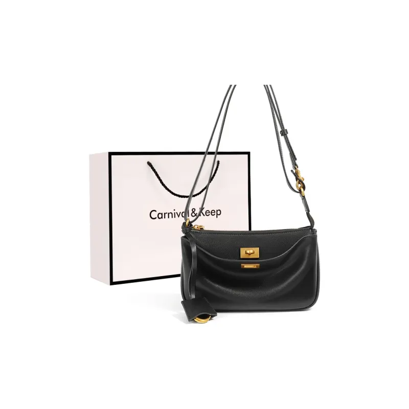 Carnival Keep Cow Leather Patchwork Synthetic Leather Shoulder Bag Women's White/Black-8