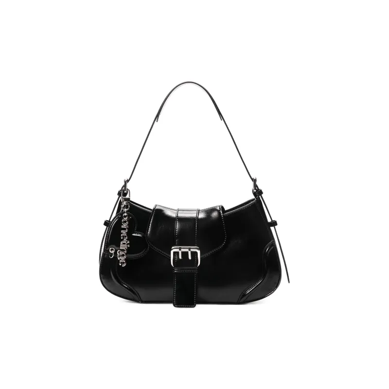 ONE TIME Synthetic Leather Shoulder Bag Women's Black-1