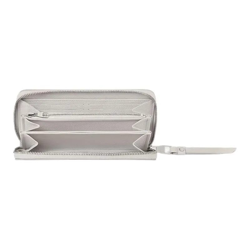LOUIS VUITTON Zippy Cow Leather Wallet Women's Gray & White Quartz-3